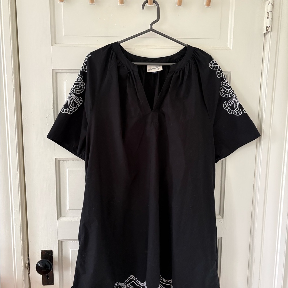 Universal Thread Black Dress with White Embroidered Accents